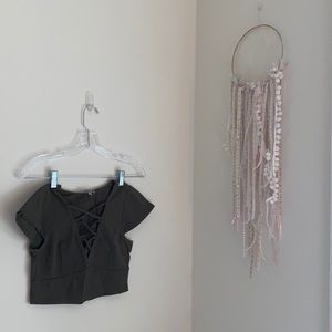 Arm Green Crop w Crisscross Detail